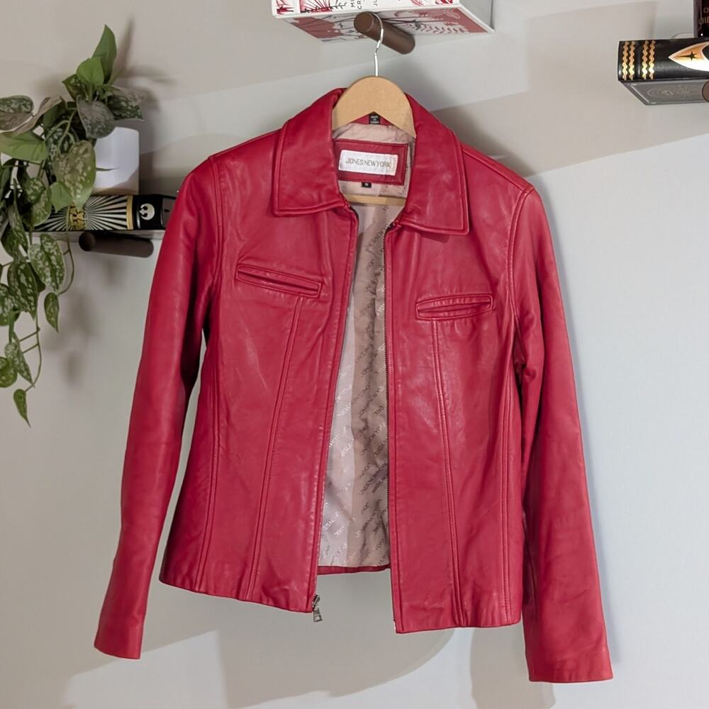 Jones New York | Red Genuine Leather Jacket | Women's Size S